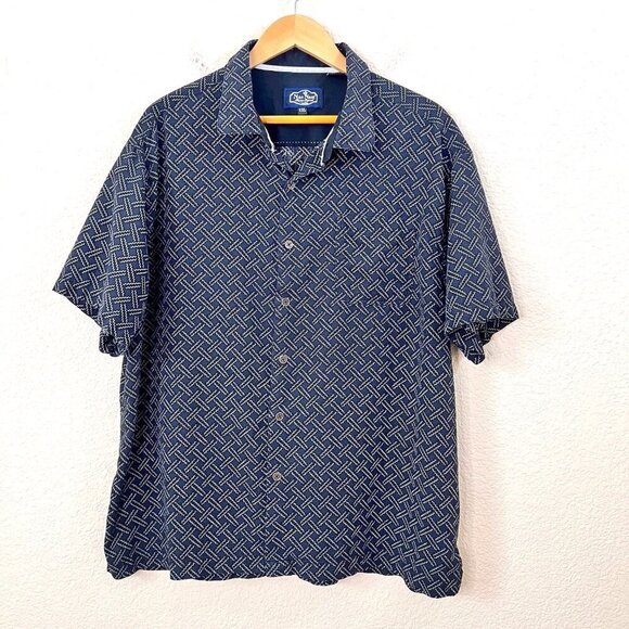Nat Nast Size XXL Men Navy Blue Silk Blend Casual Preppy Button up Shirt - Picture 1 of 9